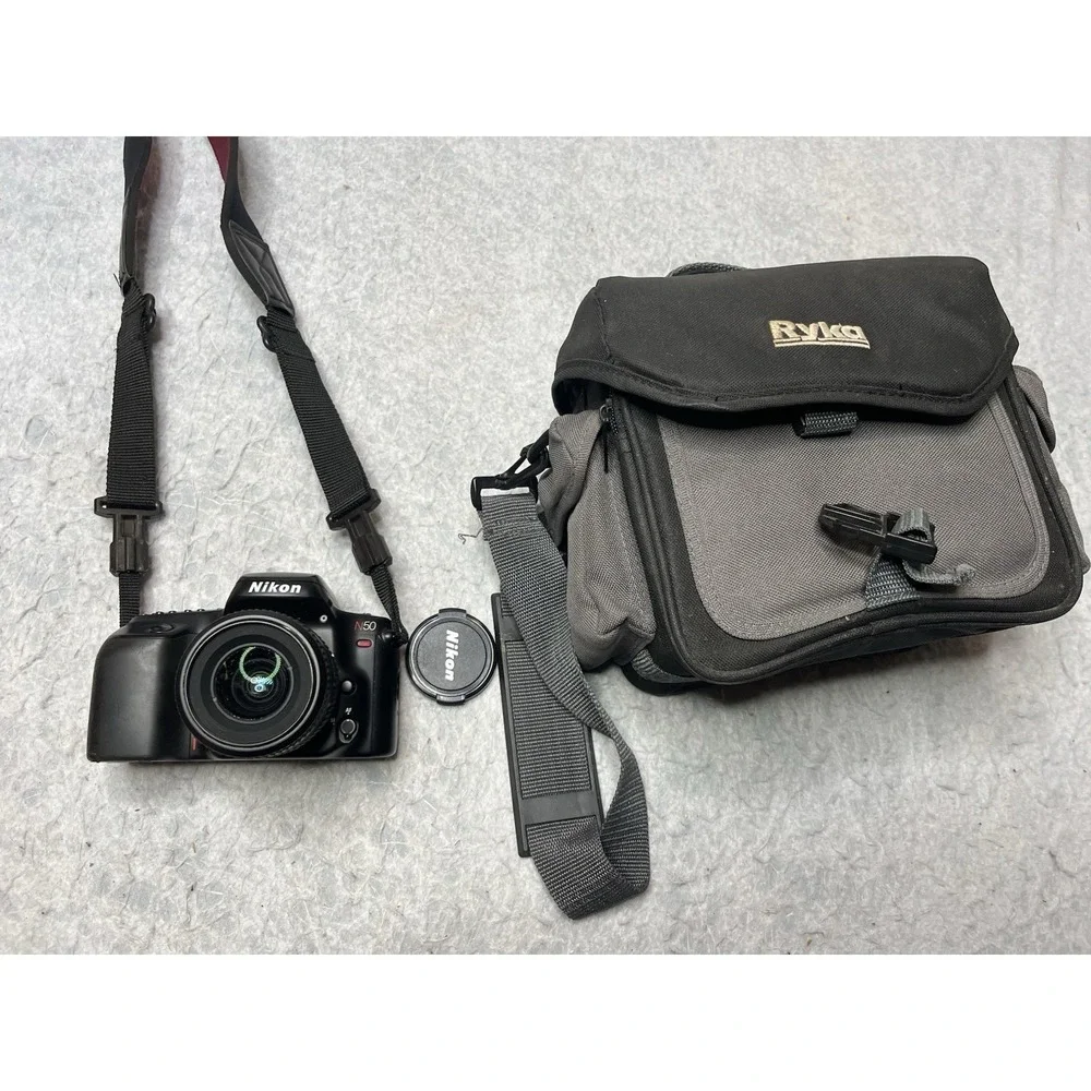 Nikon N50 Camera 35-80mm Lens With Papers Carrying‎ Case Extra Batteries  Tested